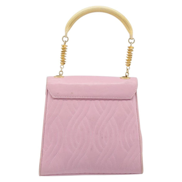 FENDI Hand Bag Leather Pink Gold Tone Auth ep15666A