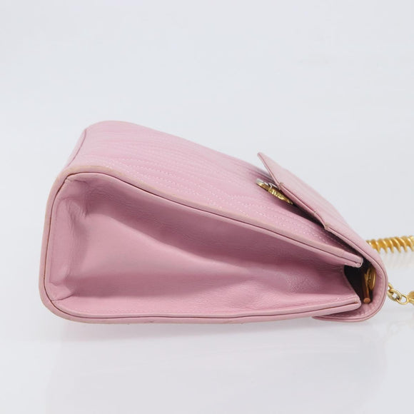 FENDI Hand Bag Leather Pink Gold Tone Auth ep15666A