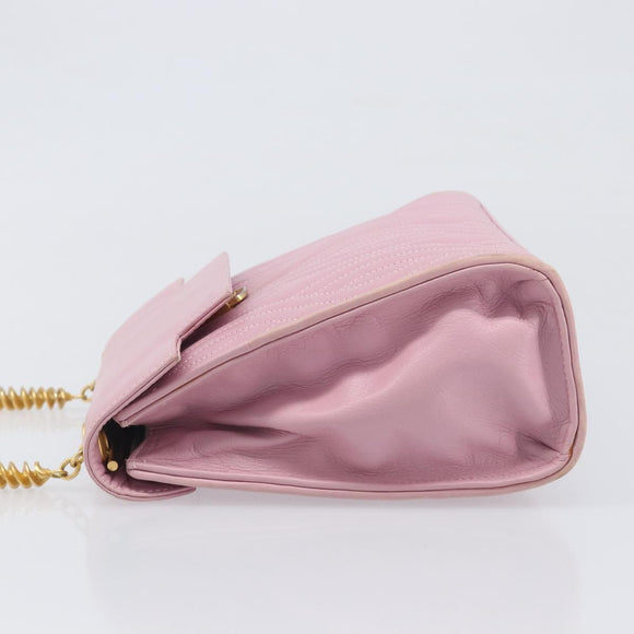 FENDI Hand Bag Leather Pink Gold Tone Auth ep15666A