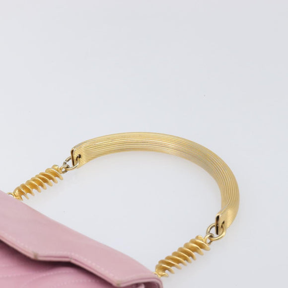 FENDI Hand Bag Leather Pink Gold Tone Auth ep15666A