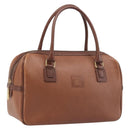 Burberrys Hand Bag Leather Brown Gold Tone Auth ep15667-1