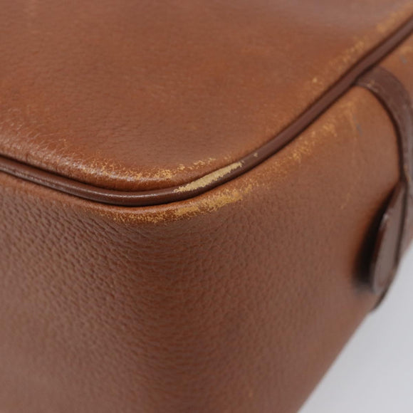 Burberrys Hand Bag Leather Brown Gold Tone Auth ep15667