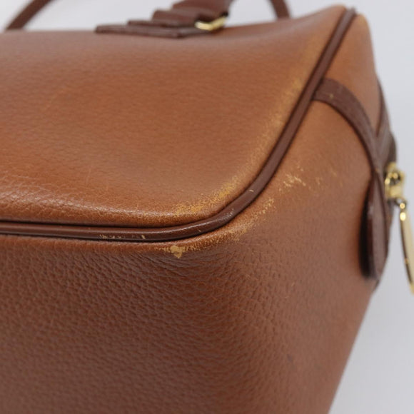 Burberrys Hand Bag Leather Brown Gold Tone Auth ep15667