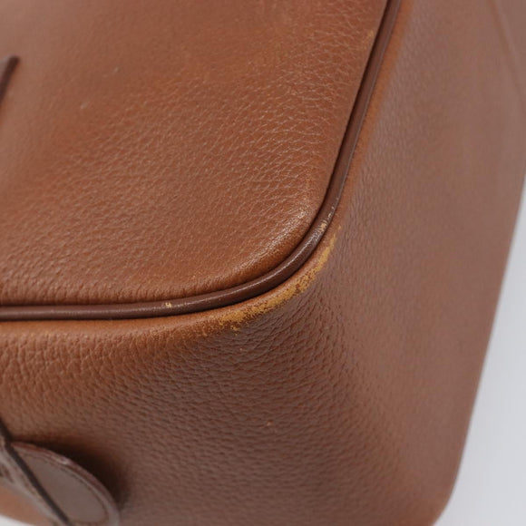 Burberrys Hand Bag Leather Brown Gold Tone Auth ep15667