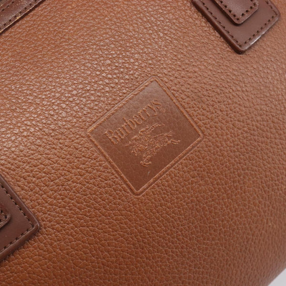 Burberrys Hand Bag Leather Brown Gold Tone Auth ep15667