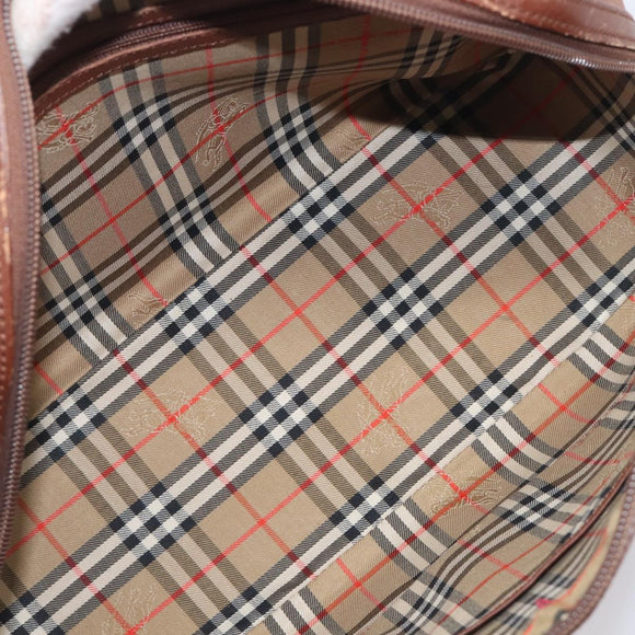 Burberrys Hand Bag Leather Brown Gold Tone Auth ep15667