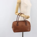 Burberrys Hand Bag Leather Brown Gold Tone Auth ep15667-24