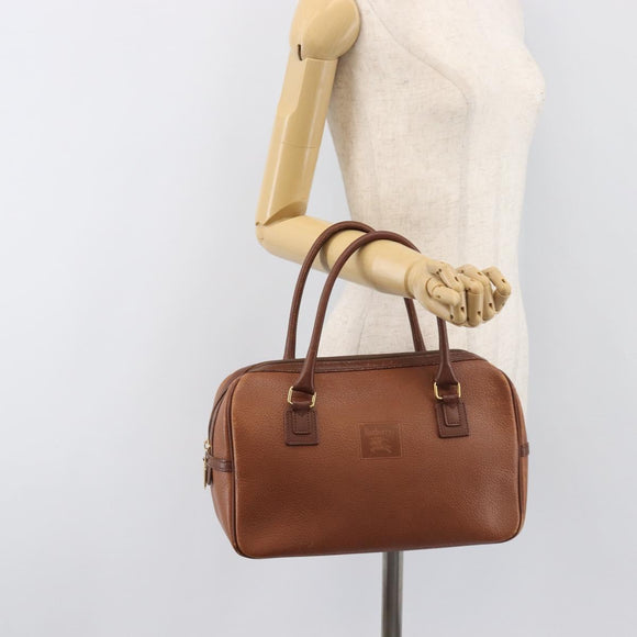Burberrys Hand Bag Leather Brown Gold Tone Auth ep15667