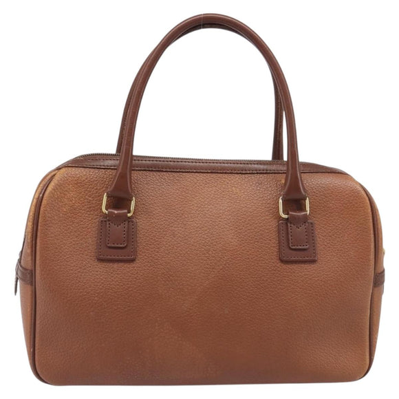 Burberrys Hand Bag Leather Brown Gold Tone Auth ep15667