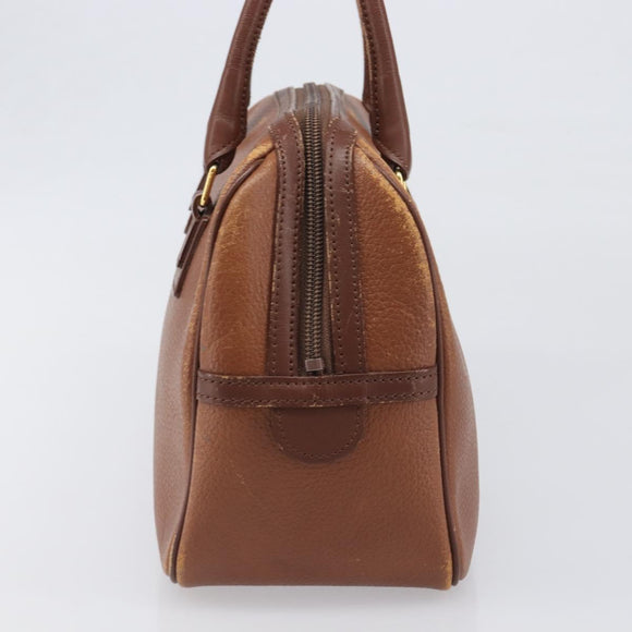 Burberrys Hand Bag Leather Brown Gold Tone Auth ep15667