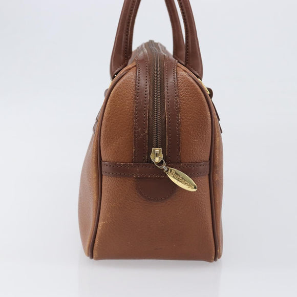 Burberrys Hand Bag Leather Brown Gold Tone Auth ep15667