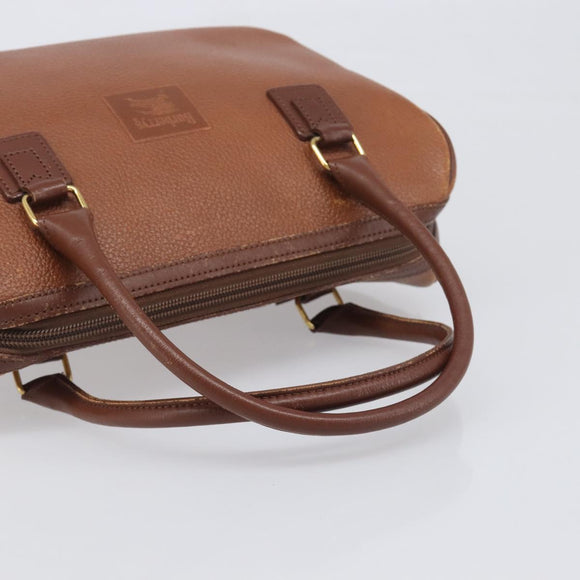Burberrys Hand Bag Leather Brown Gold Tone Auth ep15667