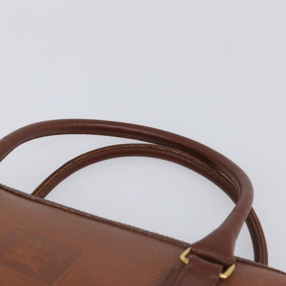 Burberrys Hand Bag Leather Brown Gold Tone Auth ep15667