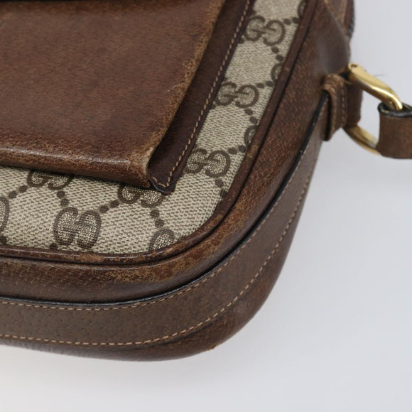 GUCCI GG Supreme Shoulder Bag PVC Leather Beige Gold Tone Auth ep15669
