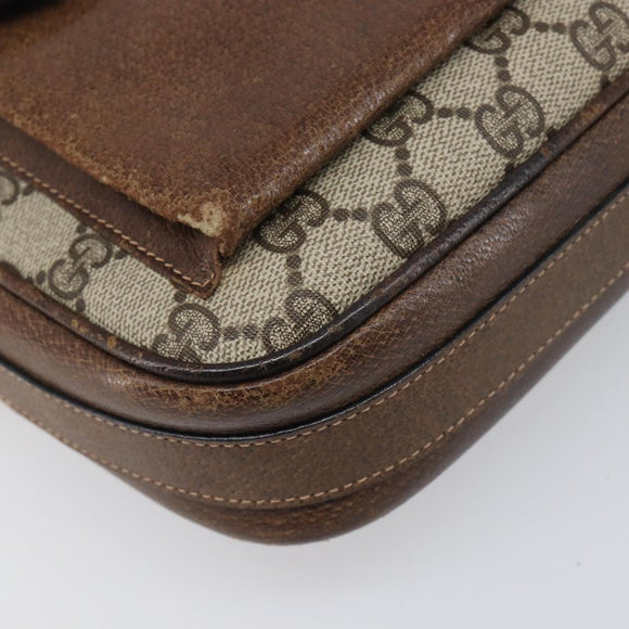 GUCCI GG Supreme Shoulder Bag PVC Leather Beige Gold Tone Auth ep15669