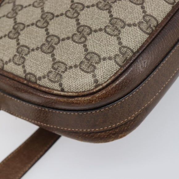 GUCCI GG Supreme Shoulder Bag PVC Leather Beige Gold Tone Auth ep15669