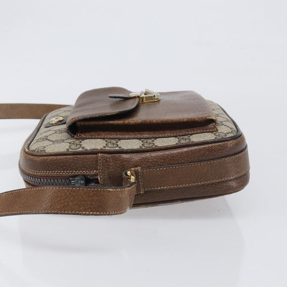 GUCCI GG Supreme Shoulder Bag PVC Leather Beige Gold Tone Auth ep15669