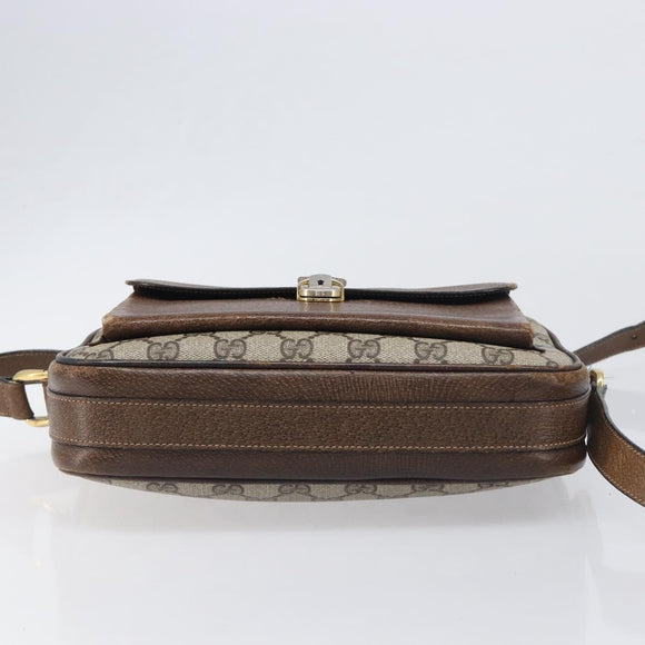 GUCCI GG Supreme Shoulder Bag PVC Leather Beige Gold Tone Auth ep15669