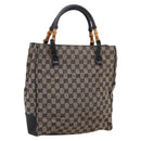 GUCCI GG Canvas Bamboo Hand Bag Beige Black 112530 Auth ep15670-1