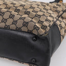 GUCCI GG Canvas Bamboo Hand Bag Beige Black 112530 Auth ep15670-9