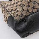 GUCCI GG Canvas Bamboo Hand Bag Beige Black 112530 Auth ep15670-14