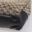 GUCCI GG Canvas Bamboo Hand Bag Beige Black 112530 Auth ep15670-15