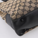 GUCCI GG Canvas Bamboo Hand Bag Beige Black 112530 Auth ep15670-16