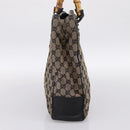 GUCCI GG Canvas Bamboo Hand Bag Beige Black 112530 Auth ep15670-4