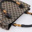 GUCCI GG Canvas Bamboo Hand Bag Beige Black 112530 Auth ep15670-6