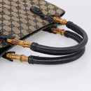 GUCCI GG Canvas Bamboo Hand Bag Beige Black 112530 Auth ep15670-7