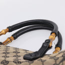GUCCI GG Canvas Bamboo Hand Bag Beige Black 112530 Auth ep15670-8