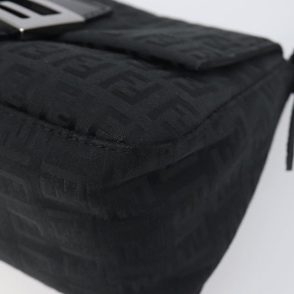 FENDI Zucchino Canvas Mamma Baguette Shoulder Bag Black 8BR180 Auth ep15673V
