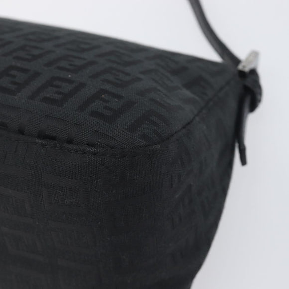 FENDI Zucchino Canvas Mamma Baguette Shoulder Bag Black 8BR180 Auth ep15673V