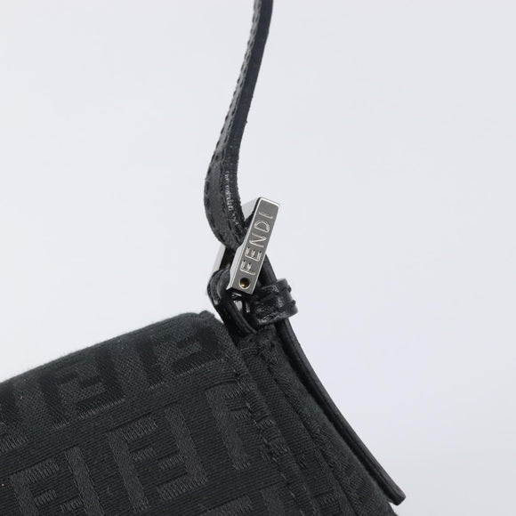 FENDI Zucchino Canvas Mamma Baguette Shoulder Bag Black 8BR180 Auth ep15673V