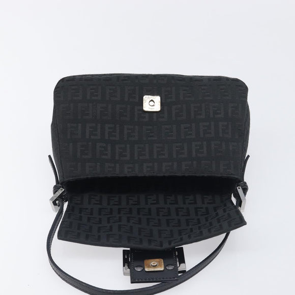 FENDI Zucchino Canvas Mamma Baguette Shoulder Bag Black 8BR180 Auth ep15673V