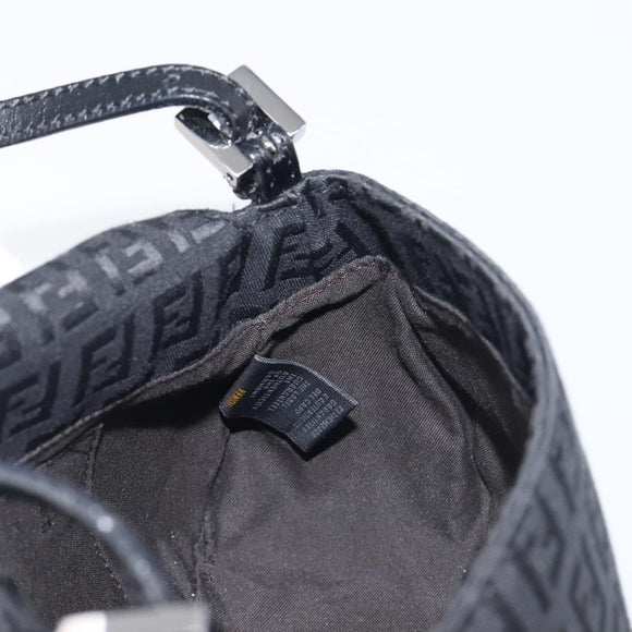 FENDI Zucchino Canvas Mamma Baguette Shoulder Bag Black 8BR180 Auth ep15673V