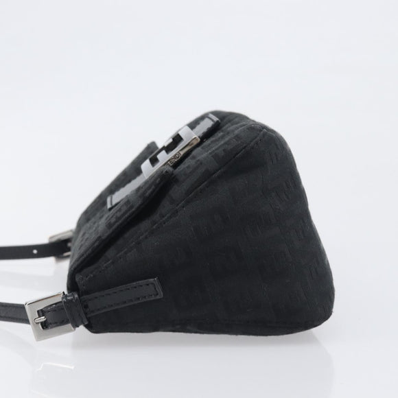 FENDI Zucchino Canvas Mamma Baguette Shoulder Bag Black 8BR180 Auth ep15673V