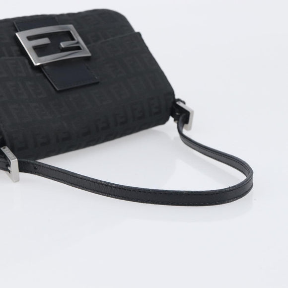 FENDI Zucchino Canvas Mamma Baguette Shoulder Bag Black 8BR180 Auth ep15673V