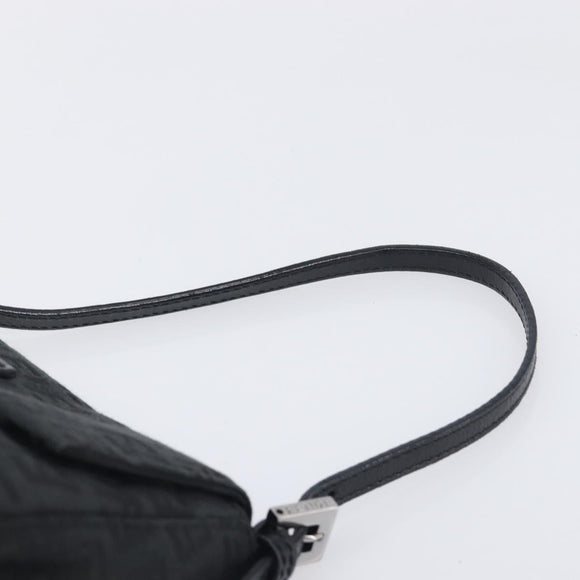 FENDI Zucchino Canvas Mamma Baguette Shoulder Bag Black 8BR180 Auth ep15673V