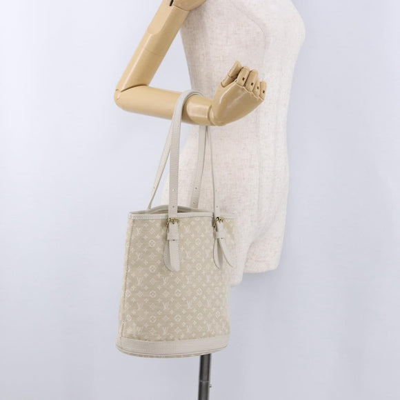 LOUIS VUITTON Monogram Mini Lin Bucket PM Bag White Dunne M95316 Auth ep15674V