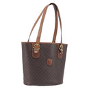 CELINE Macadam Hand Bag PVC Leather Brown Gold Tone Auth ep15677-1