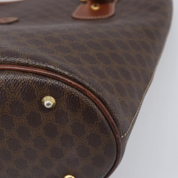 CELINE Macadam Hand Bag PVC Leather Brown Gold Tone Auth ep15677