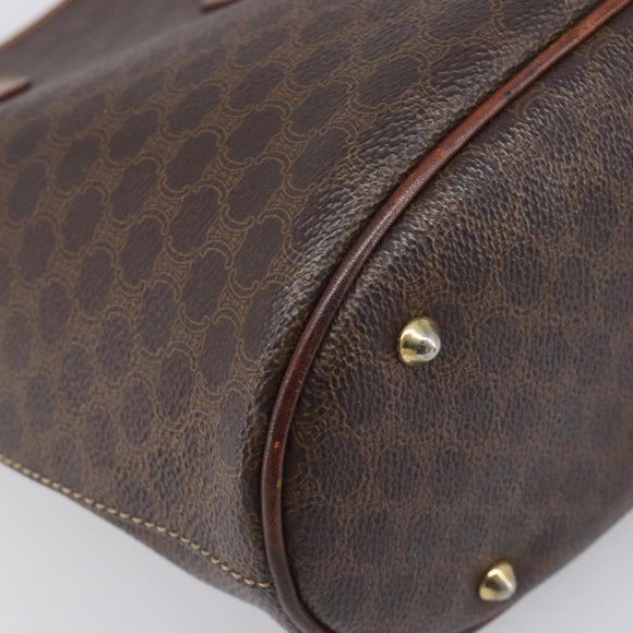 CELINE Macadam Hand Bag PVC Leather Brown Gold Tone Auth ep15677