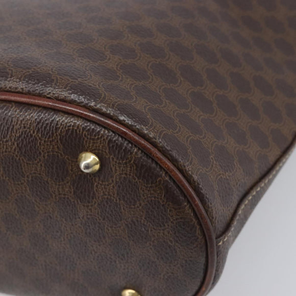 CELINE Macadam Hand Bag PVC Leather Brown Gold Tone Auth ep15677