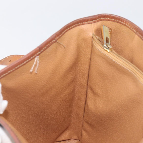CELINE Macadam Hand Bag PVC Leather Brown Gold Tone Auth ep15677