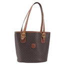 CELINE Macadam Hand Bag PVC Leather Brown Gold Tone Auth ep15677-2