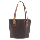 CELINE Macadam Hand Bag PVC Leather Brown Gold Tone Auth ep15677-3