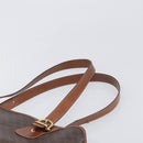 CELINE Macadam Hand Bag PVC Leather Brown Gold Tone Auth ep15677-8