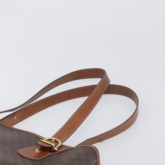 CELINE Macadam Hand Bag PVC Leather Brown Gold Tone Auth ep15677