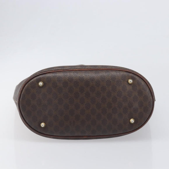 CELINE Macadam Hand Bag PVC Leather Brown Gold Tone Auth ep15677